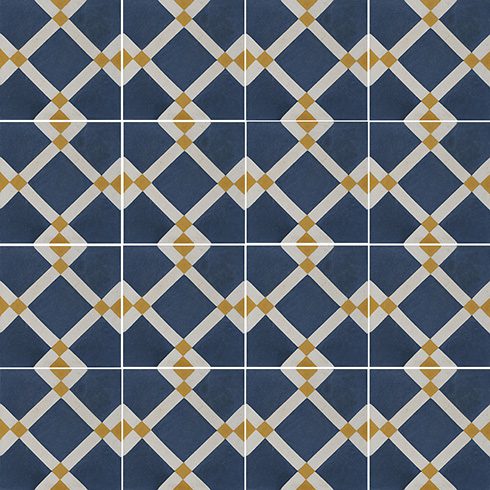 Handmade Hydraulic Cement Tile Bee Abelha geometric design yellow white blue pigments