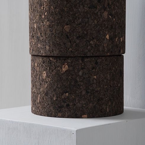 Studio Corkinho MC05 black or burnt cork vessel or vase detail of base