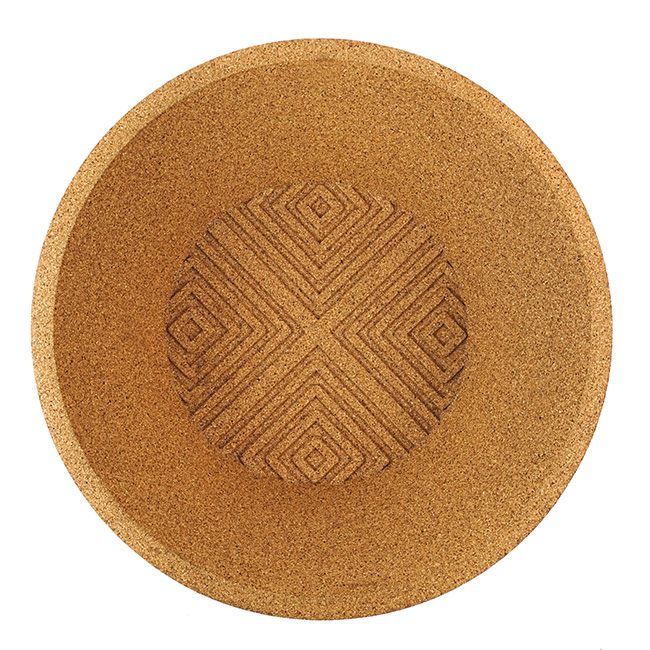 Cork bowl with attractive geometric embossed pattern